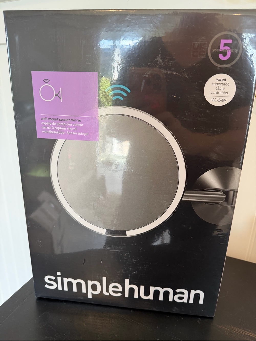 simplehuman Silver Accent Wall-Mount Sensor Mirror Box